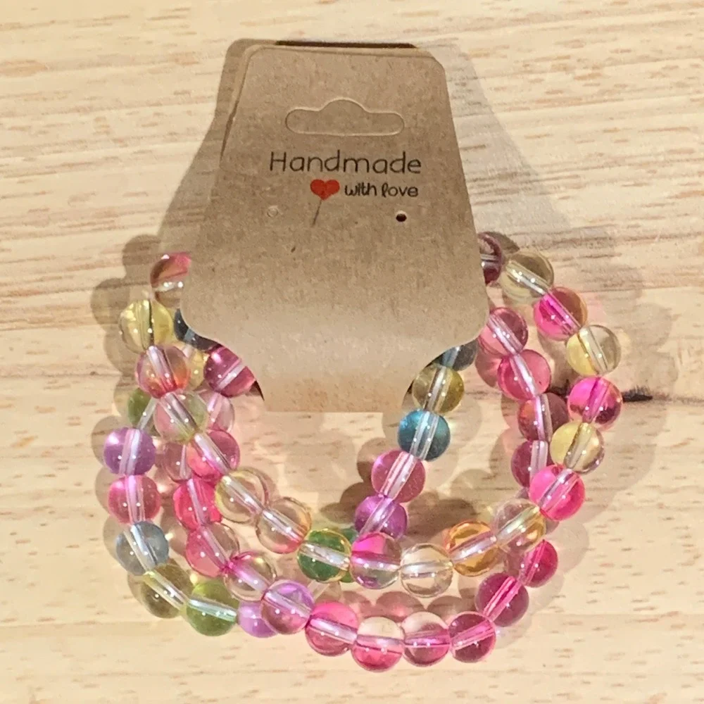 Handmade Beaded Bracelet Women 3PC Set Multicolor Glass Stretch Stackable Y2K